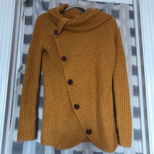 Boutique Cowl Neck Button Down Sweater